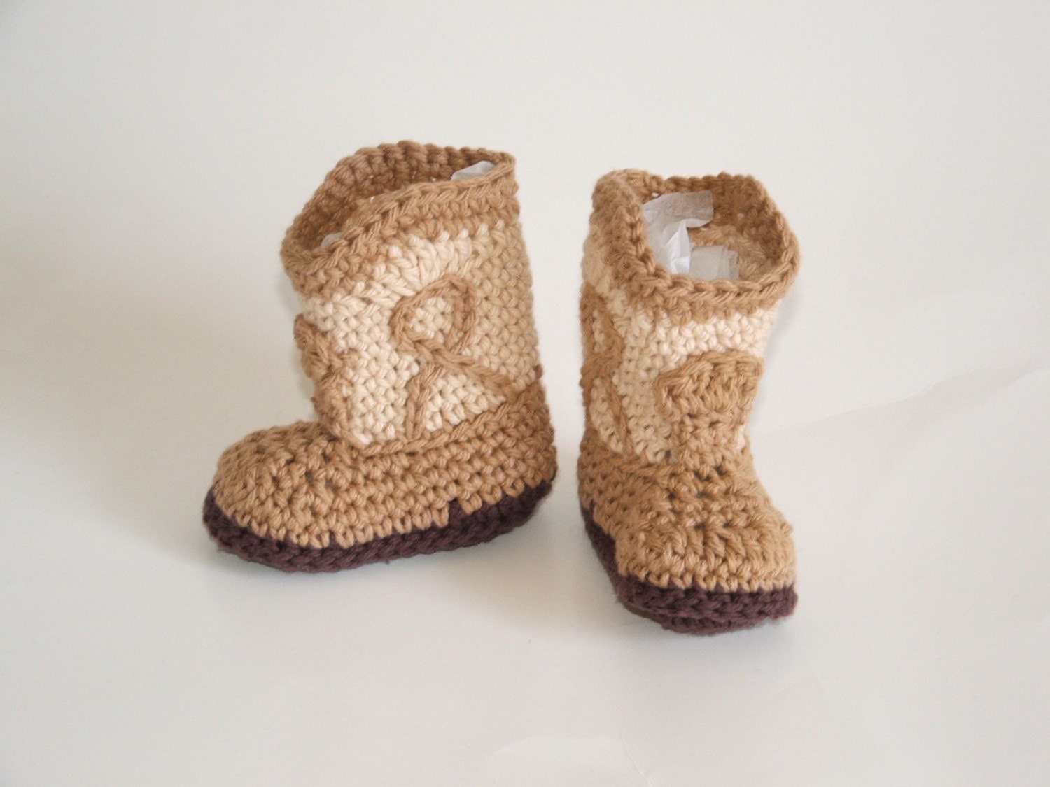Tan Cowboy Booties, 3 month size, that look like real cowboy boots