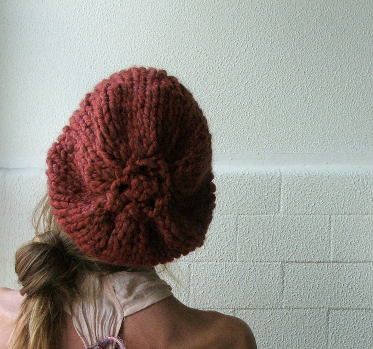 Red Rust Chunky Hat only 2 left