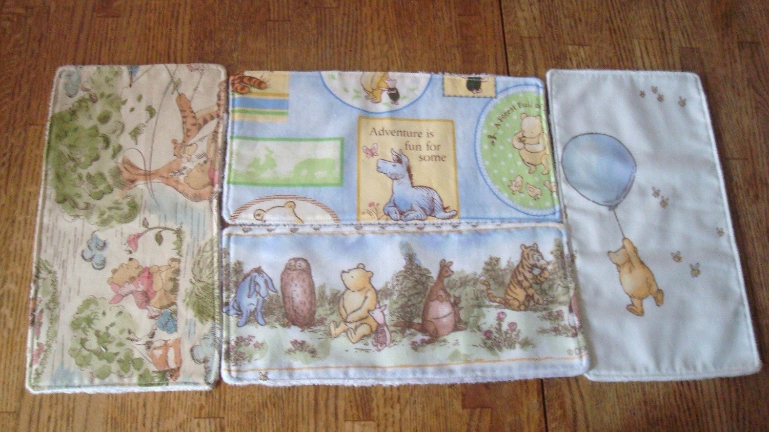 Classic Vintage Upcycled Winnie the Pooh Baby Infant Burp Napkins Cloths Free Shipping