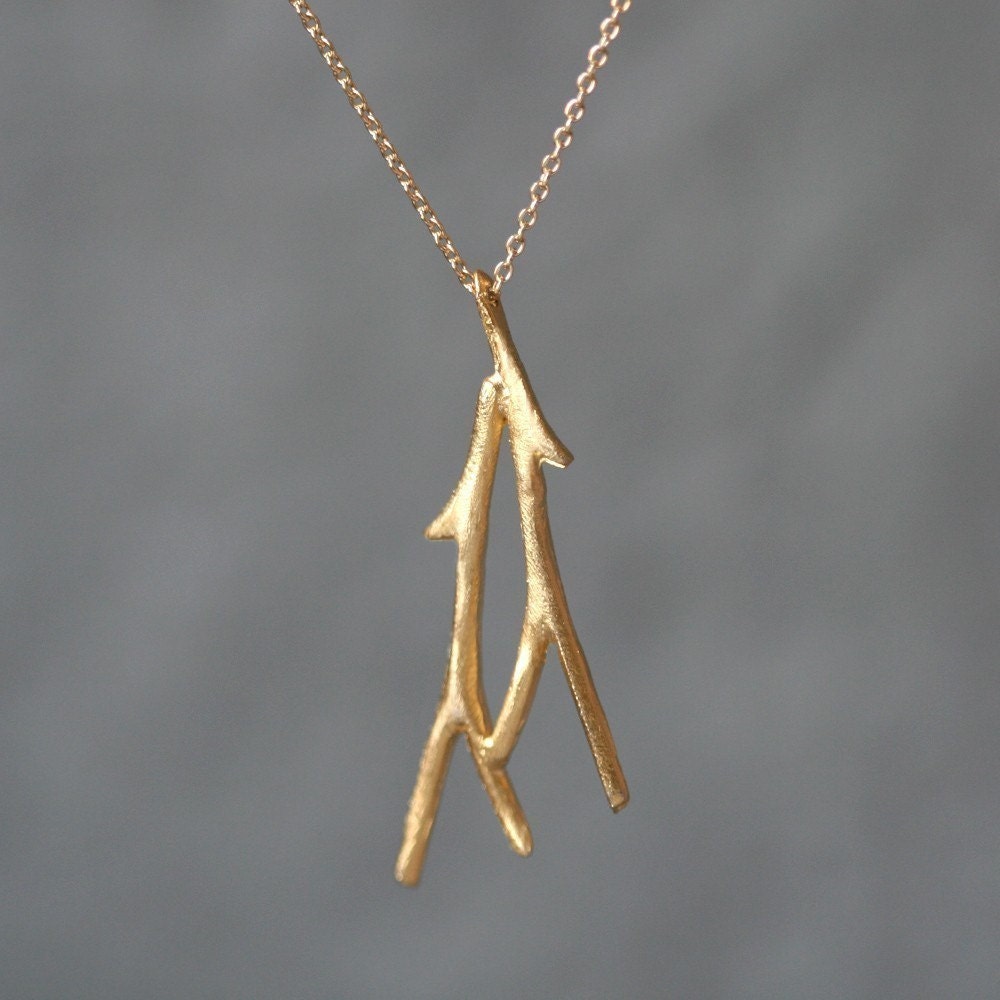 Double Branch Necklace in Gold Vermeil