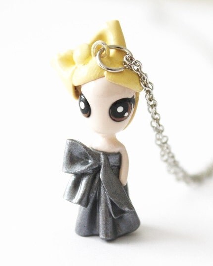 FREE SHIPPING - Lady Gaga - Miniature Sculpture - Charm Necklace