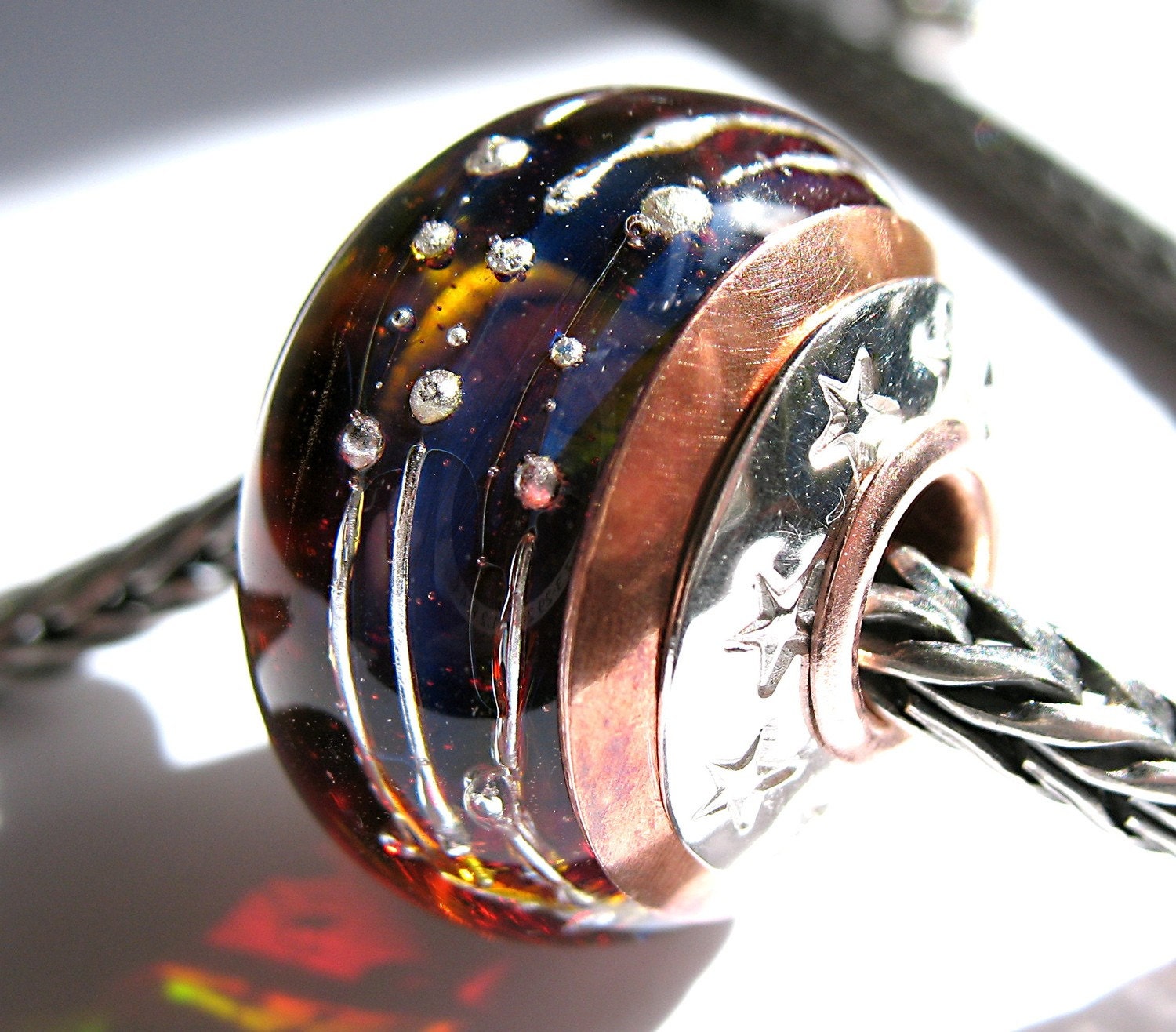 copper cored lampwork glass bead