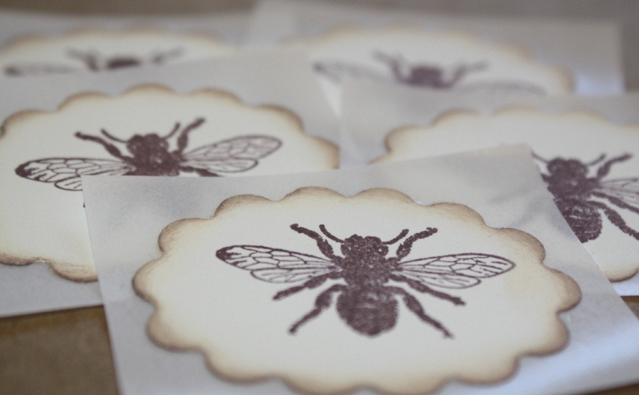 BEES.......Handmade Envelope Seal....Stickers.....Summer Collection