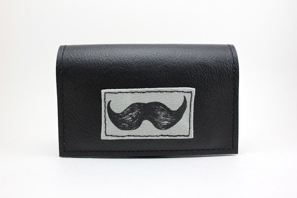 Black and Grey Mustache Mini Wallet - NEW Black Attack series