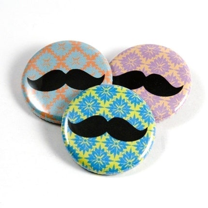 Mustache pinback button (QTY 1)