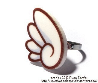 Acrylic White Wing Ring