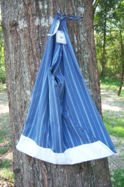 Recycled Blue Pinstripe Pillowcase Tote