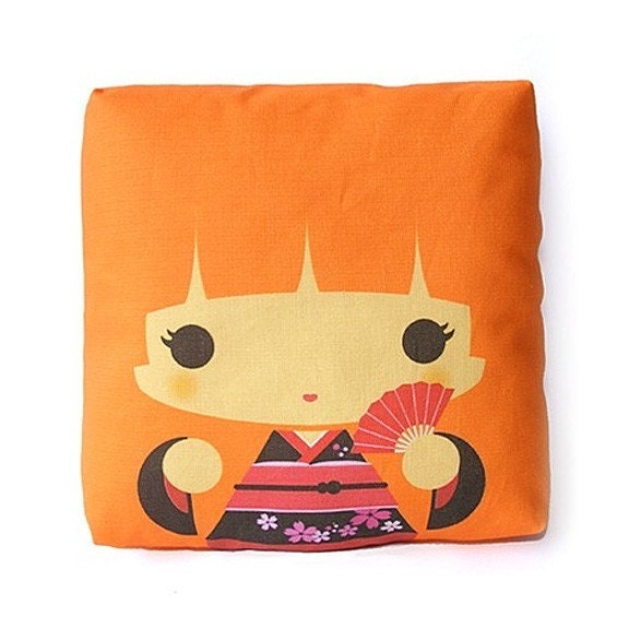 Geisha Haruko - Orange Mini Pillow