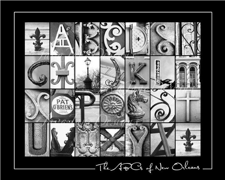The ABCs of New Orleans - Black and White Letter Photography - 8x10 Fine Art Print