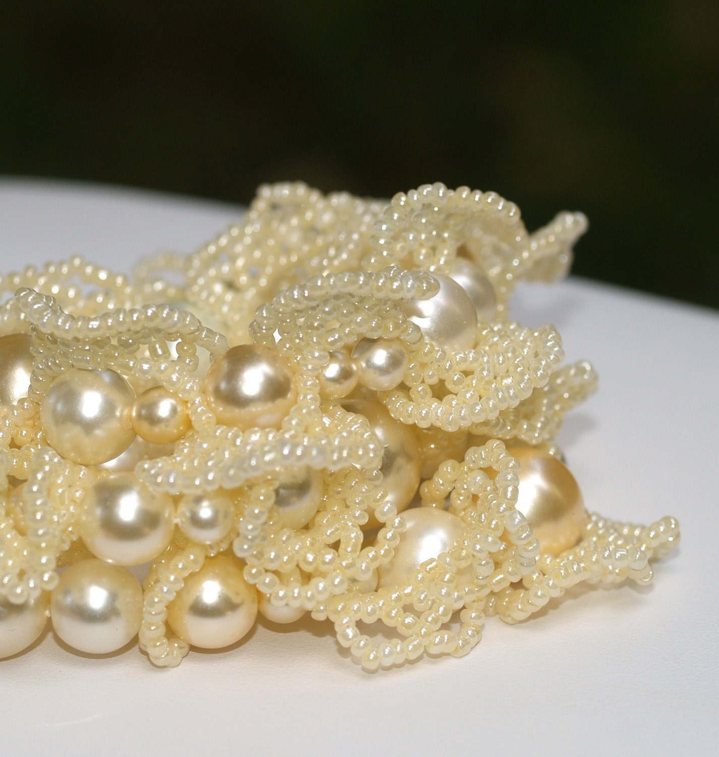 Perla - Flirty Feminine Pearly Beadwoven Necklace (3266)
