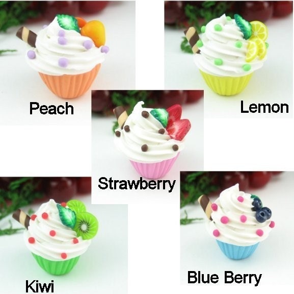 Mini Fruit Sundae Cupcake Pendant - Pick one