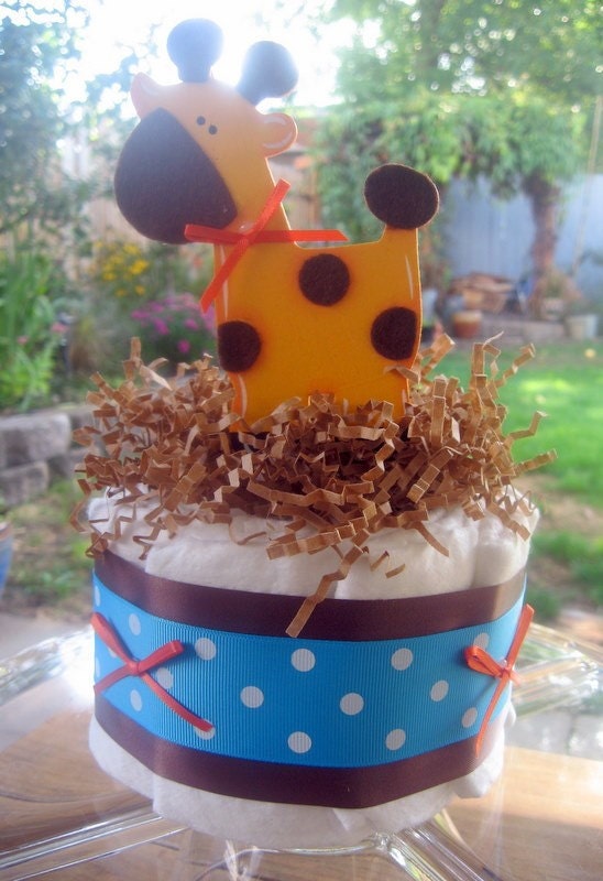 Jungle Animal Bouncing Mini Baby
Diaper Cake (Table Centerpiece/Shower Gift)