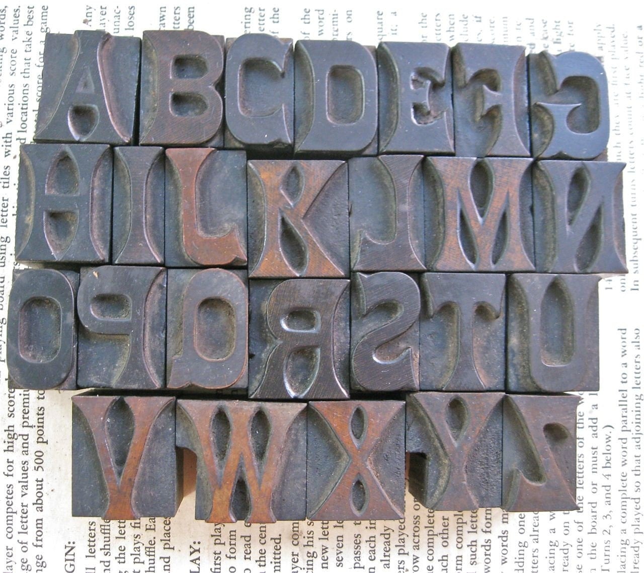 Vintage Letterpress -Complete Alphabet - 26 Letters