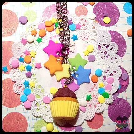 Rainbow Stars Chocolate Cupcake Necklace