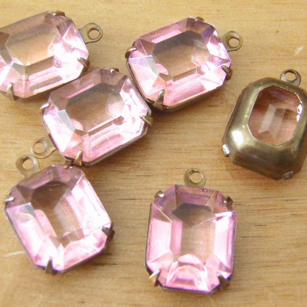 Pink Octagon Vintage Glass Jewels