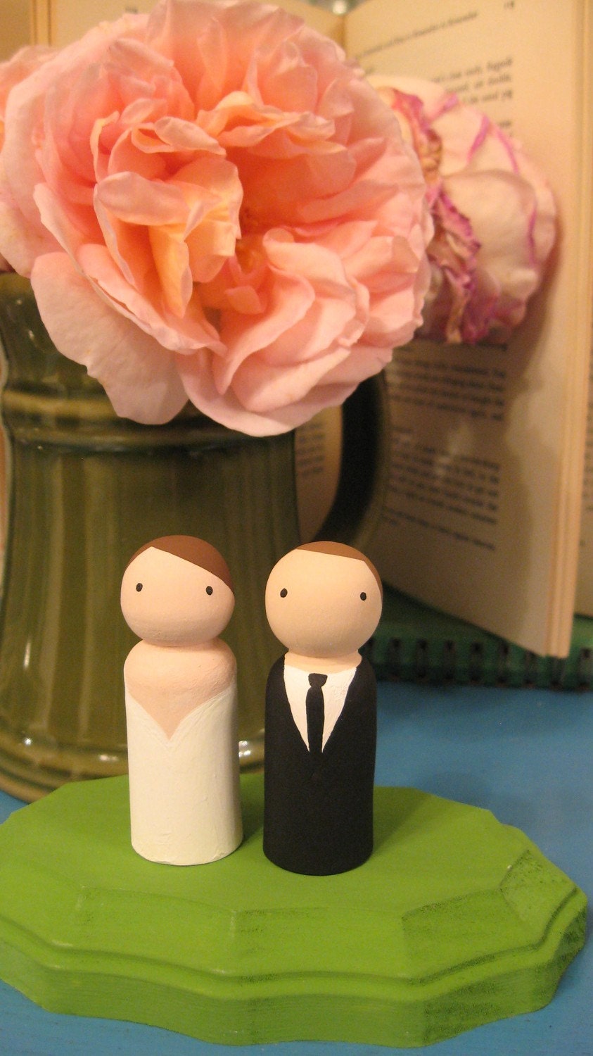 Custom Couple with Stand - handpainted cake toppers with stand