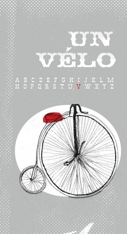 French Alphabet Un Velo Print, bike, bicycle collage
