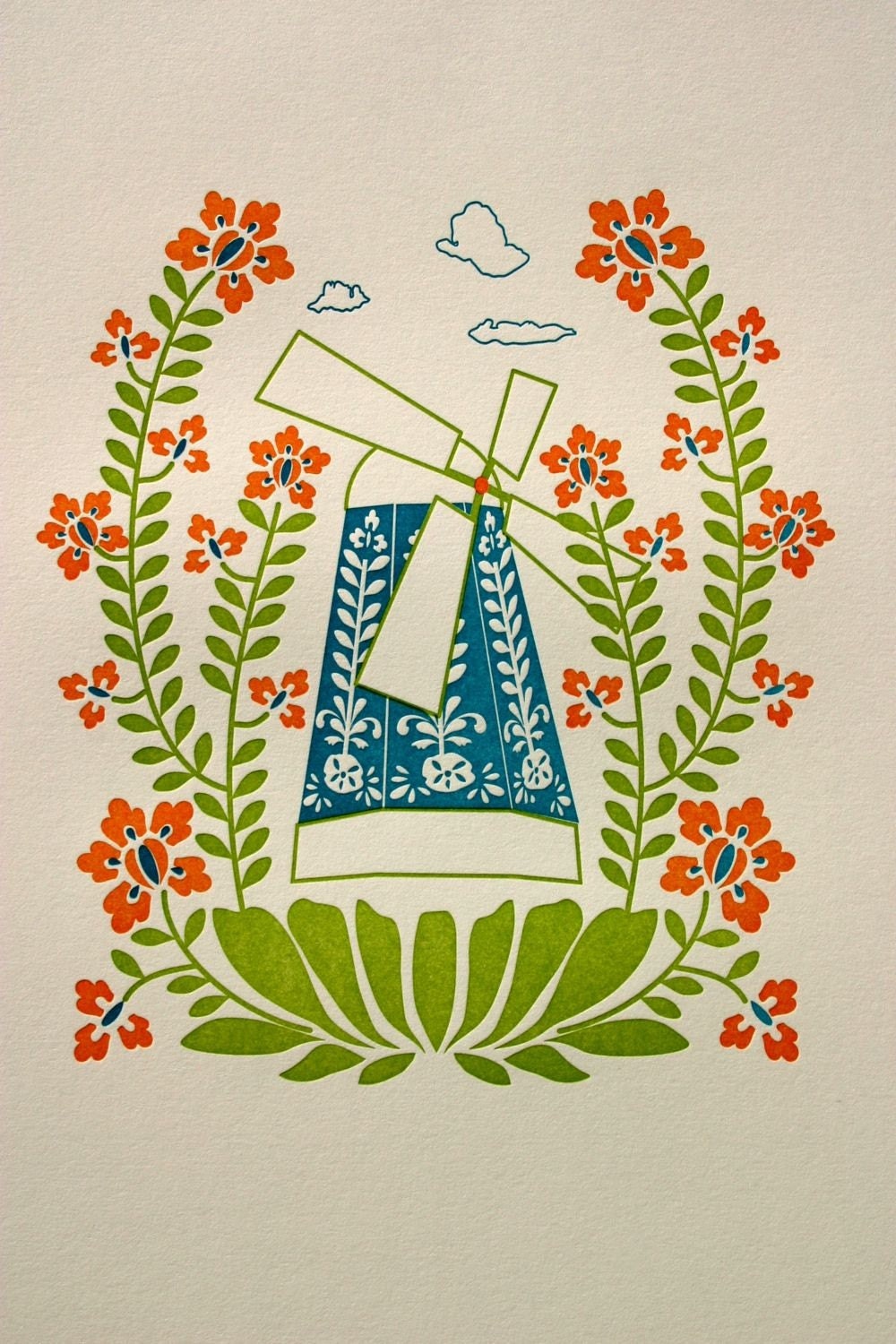 wildflower windmill print (limited edition letterpress)