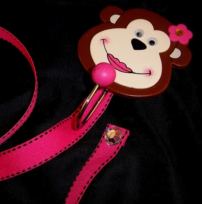 Hair Bow Holder - Pink Monkey