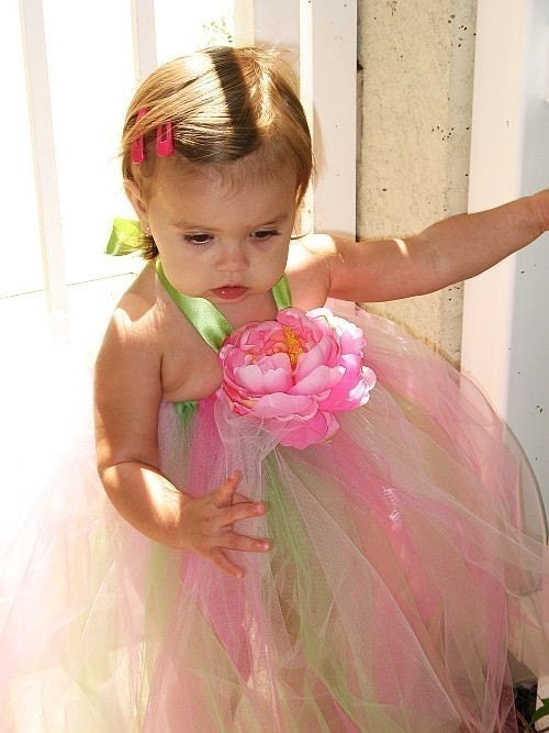 Flower Fairy tutu dress with pink or white peony. FREE shipping to US