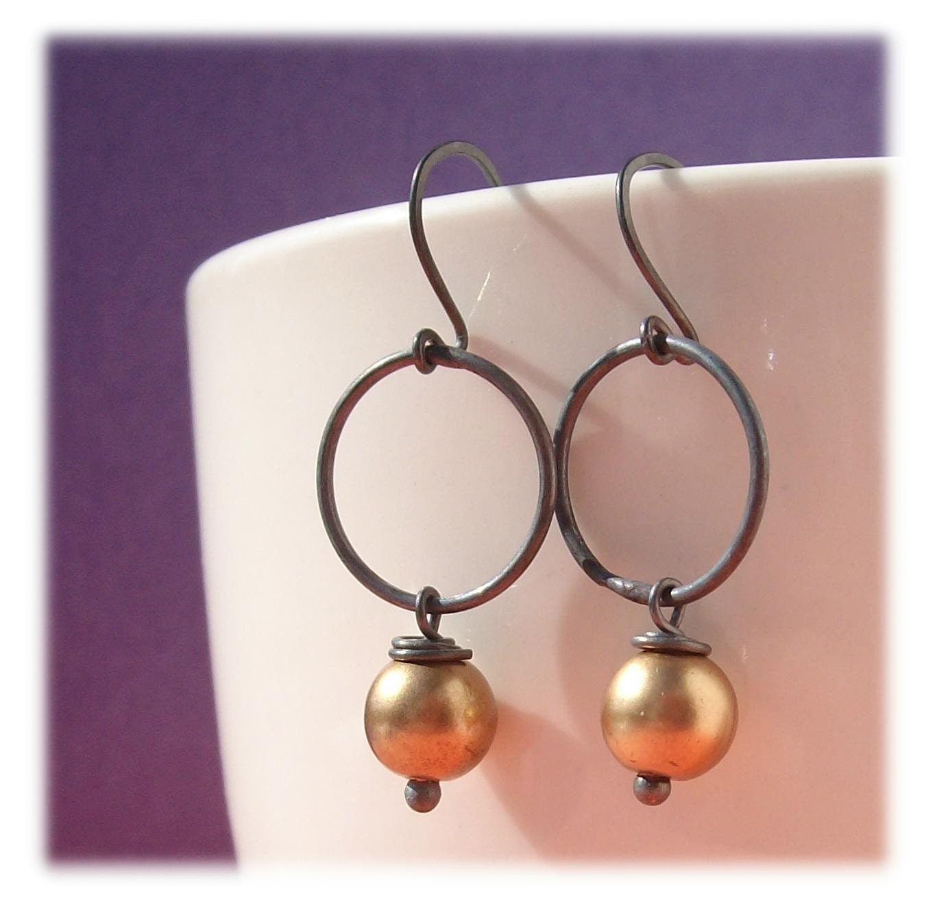 handmade sterling silver hoop earrings gold vintage bead pawandclawdesigns paw claw designs