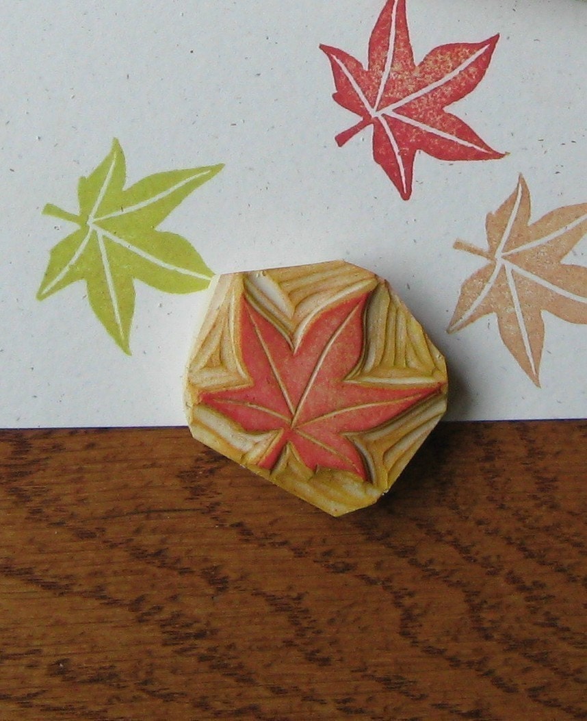 Hand Carved Maple Leaf Stamp