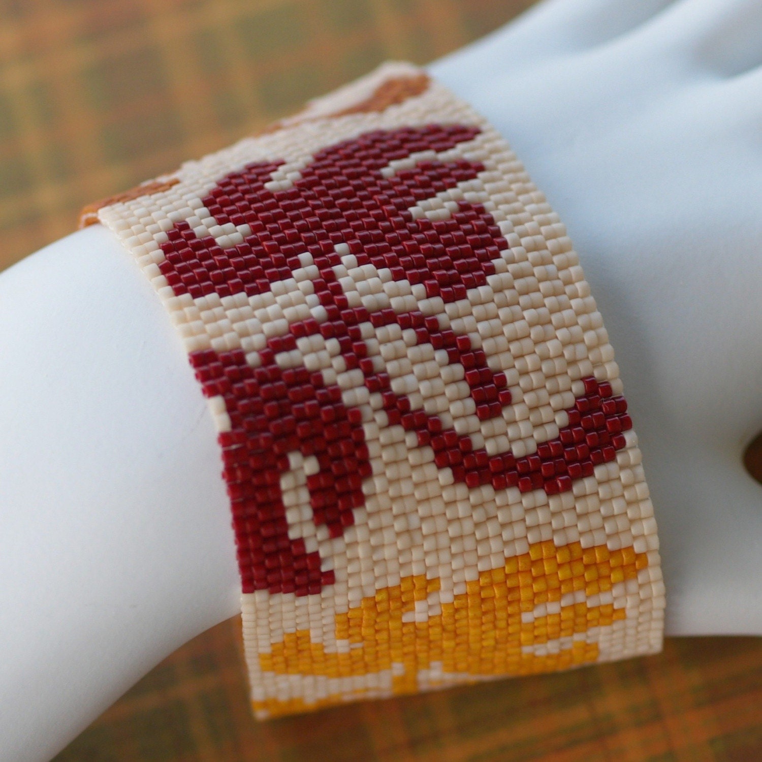 Leaves in the Fall - Wide Beadwoven Cuff (2974)