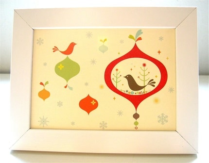 Framed Birdie Ornament Print