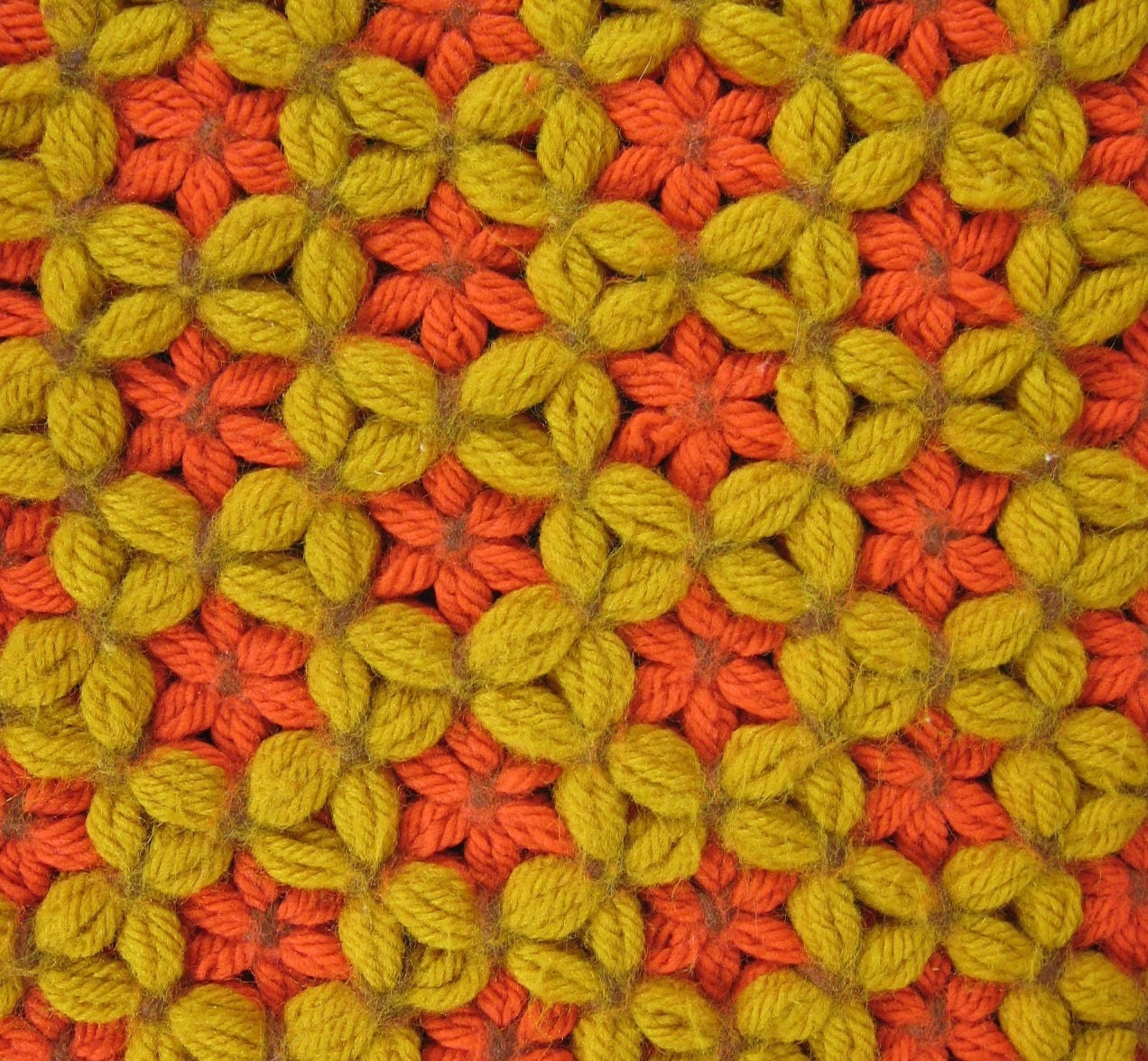 4 VINTAGE Orange and Yellow Crochet Placemats