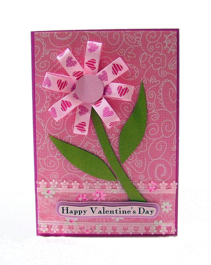 Flower of Love Happy Valentine's Handmade Card (light pink) Code : VDay01