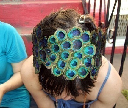 Peacock Feather Headband on Etsycom peacock inspired wedding flowers