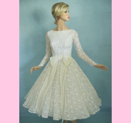Etsy empressjade CIRCLE SKIRT 50s Lace Vintage Wedding Prom Dress XXS 