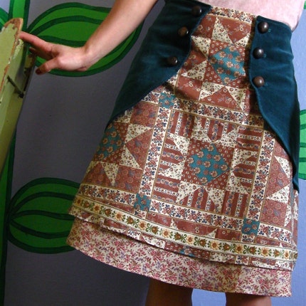Corduroy and patchwork skirt