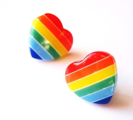 Vivid Rainbow Heart Earring Studs