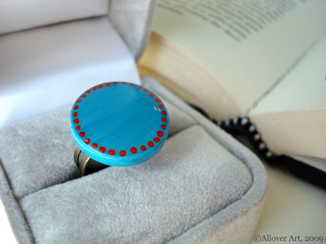 SALE - Ring Around The Rosies.  Handpainted Art Ring.