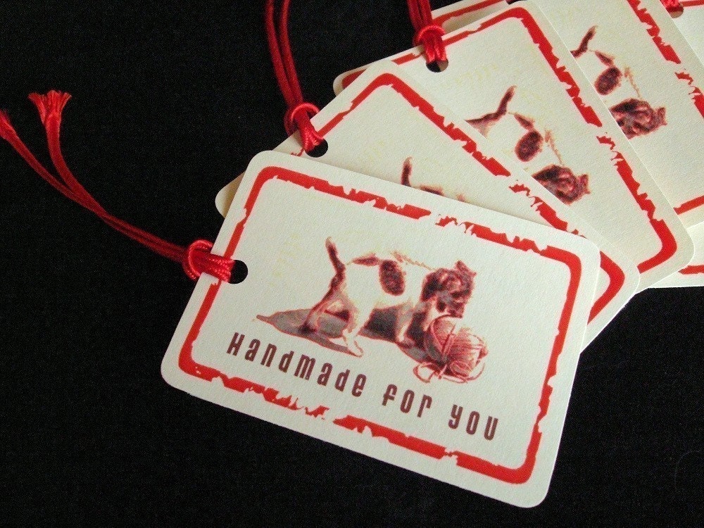 PUPPY LOVE with YARN BALL Set of 8 Fiber Care Tags for KNIT or CROCHET from kNotes for kNitters