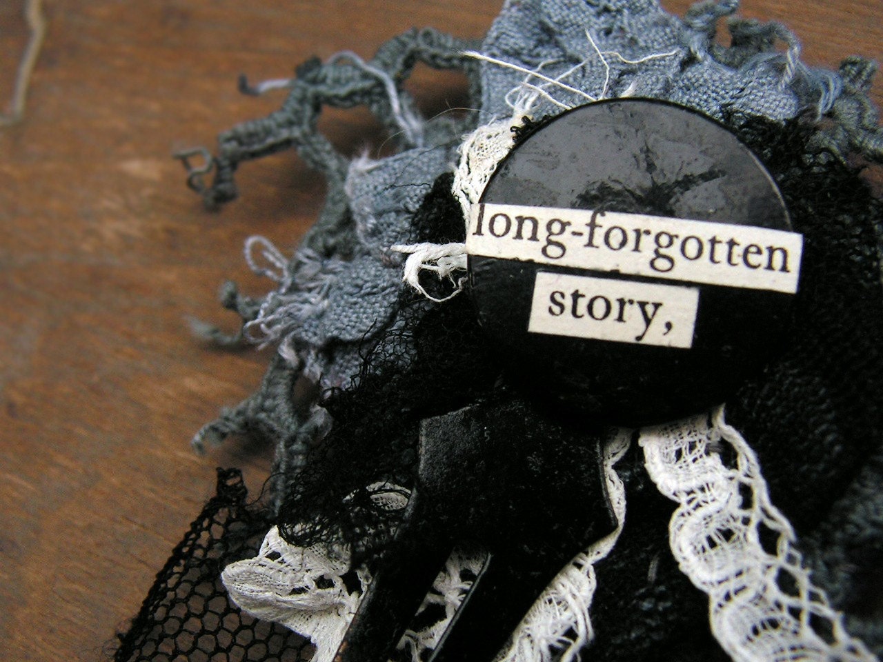 half-price clearance- Forgotten Story- scrap salvage and vintage clock hand brooch