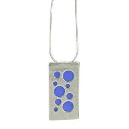sterling silver/recycled aluminum with blue cutouts pendant