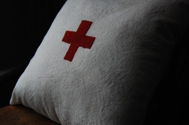 red cross pillow with hemp and kapok