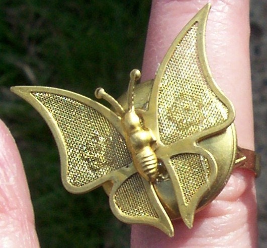 Vintage Brass Butterfly Locket 
