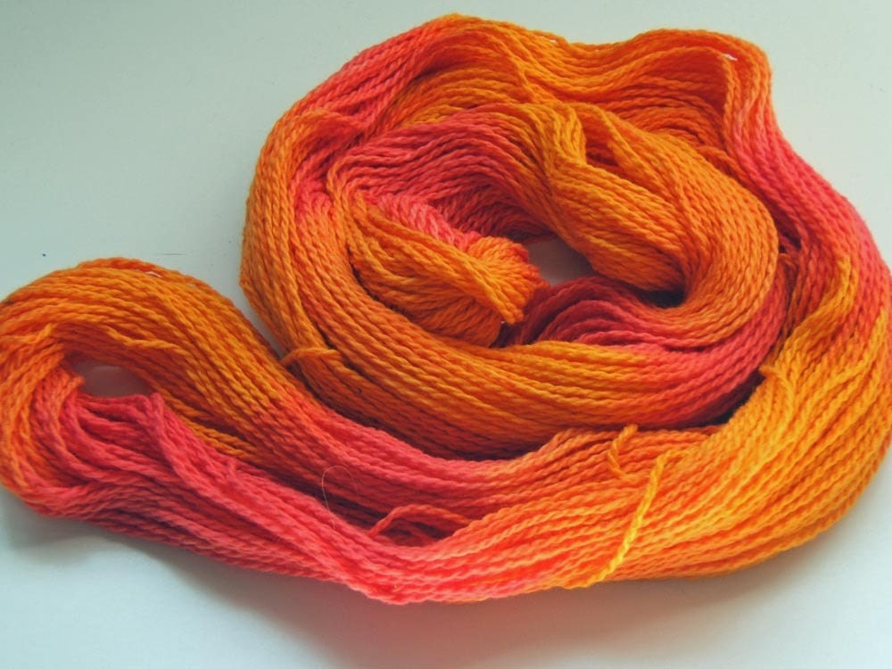 SALE...CORAL MANGO - COTTON Hand-Painted Yarn, NEW - Light-Weight, 250 yds, Gorgeous