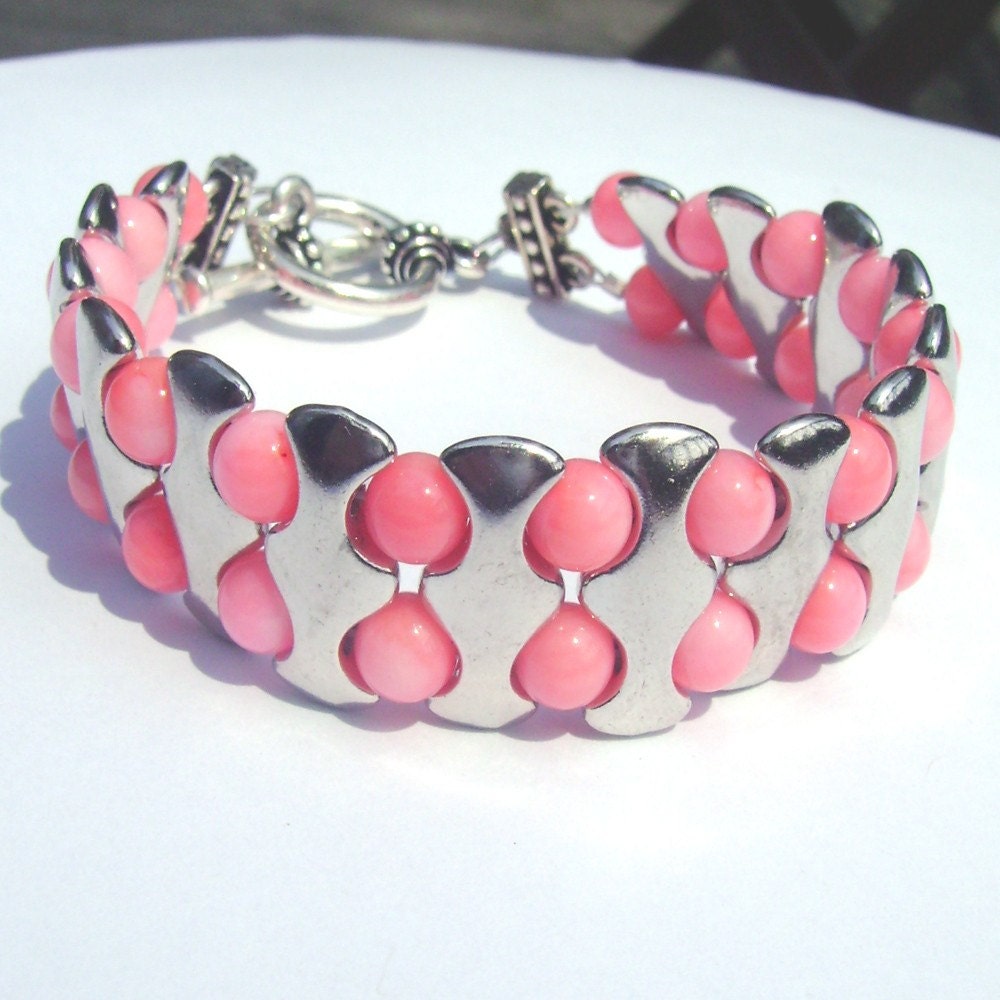 Pink Coral Cuff Style Bracelet