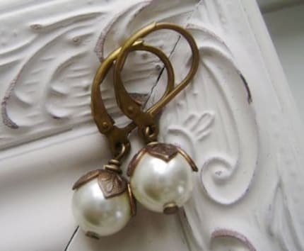 art nouveau pearls- earrings