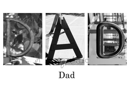 DAD D-A-D Word Art Architectural Alphabet Letters Print 8x10