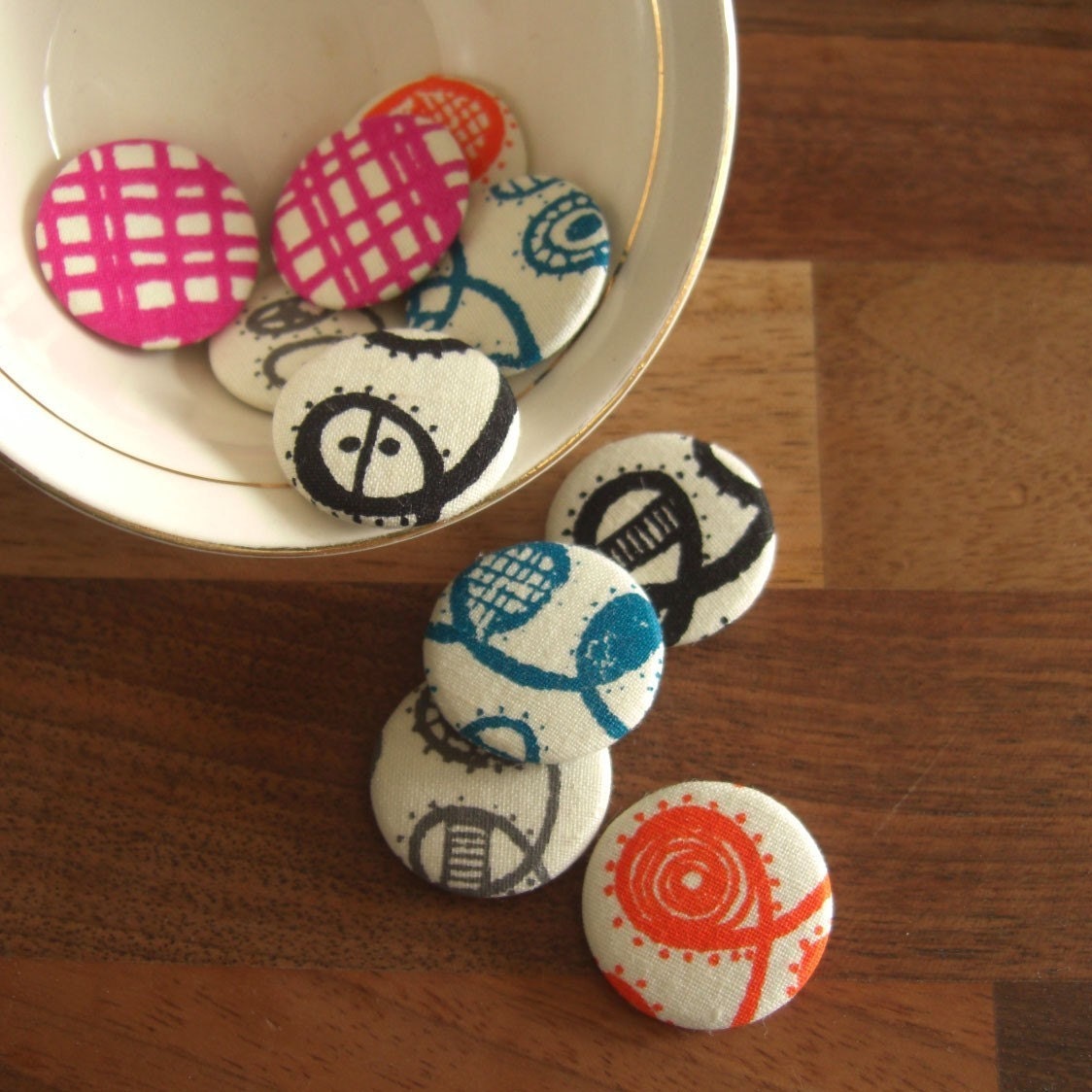 twist and weave - set of five 1 inch pinback buttons