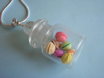 French macarons rainbow bottle necklace