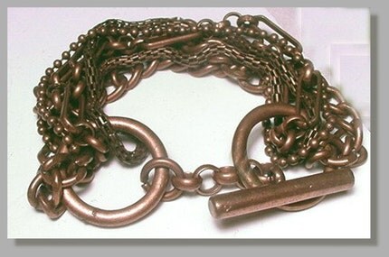 Funky Vintage Multi Chain Copper Bracelet