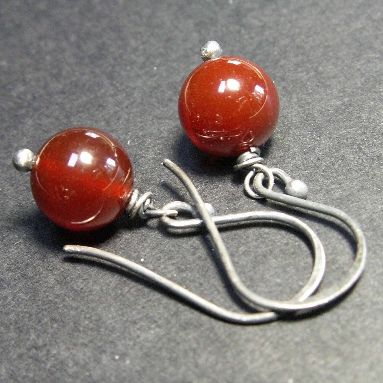 handcrafted jewelry earrings sterling silver carnelian orange red