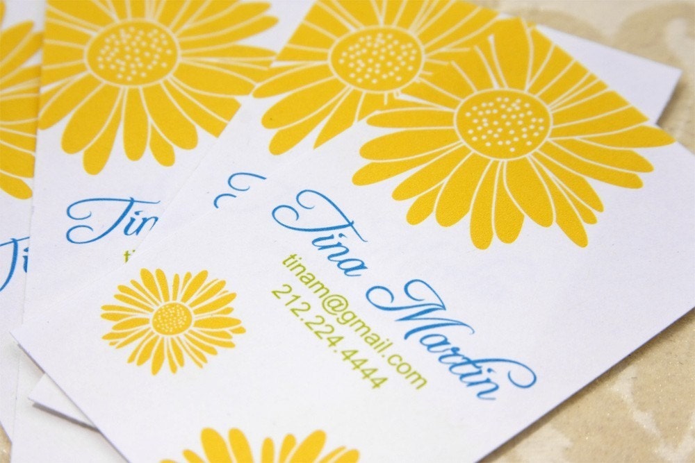 Yellow Daisies Calling Cards - Set of 50