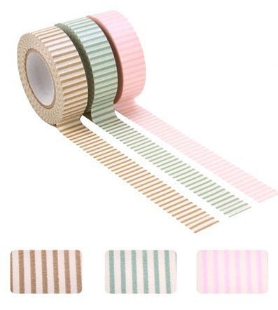 Colored Paper Masking Tape Stripe Set Lot of 3